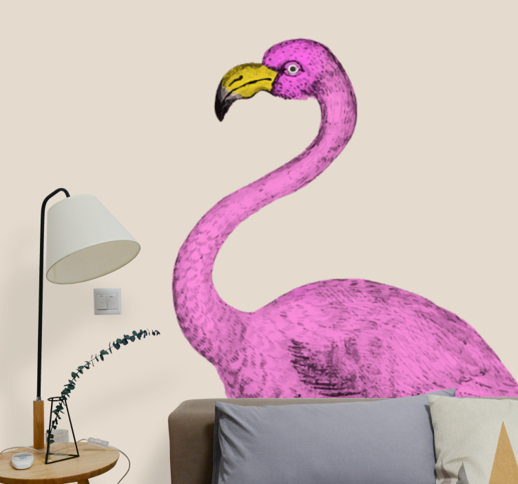 Gyvūnų sienų freska rožinė flamingo elegancija - „Tenstickers“
