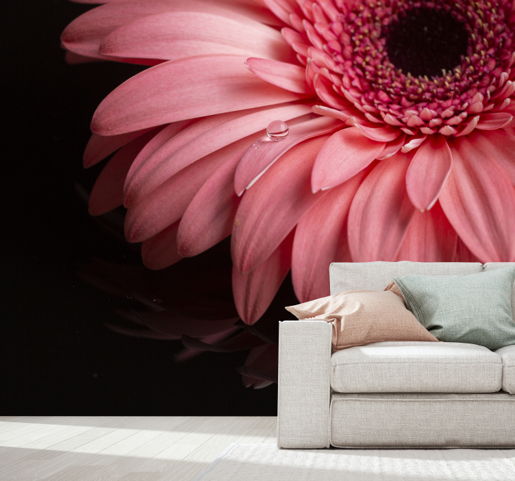 Iš arti gerberos žiedlapių gėlių sienos freska - „Tenstickers“