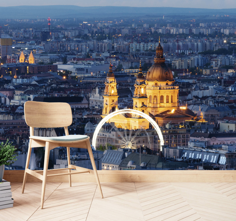 Istorinis budapešto naktinis peizažas miesto sienų freska - „Tenstickers“