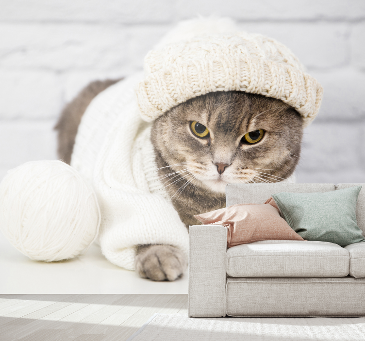 Jaukus megztas katinas gyvūnų sienų freska - „Tenstickers“