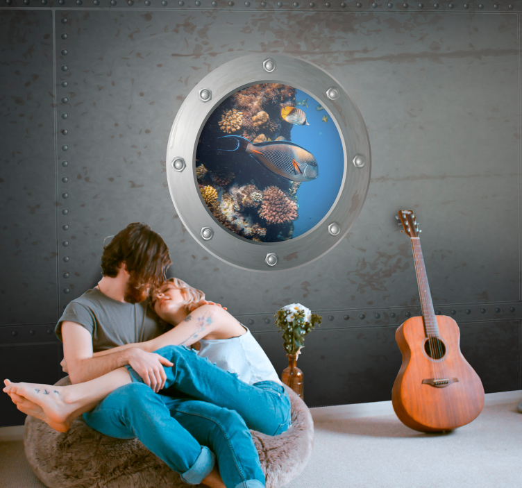 Jūros gyvenimas sieninis freska akvariumo vaizdas - „Tenstickers“