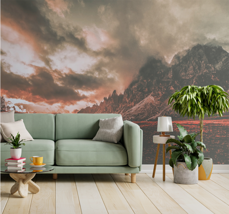 Kalnai ir spalvingas dangus kalnų sienos freska - „Tenstickers“