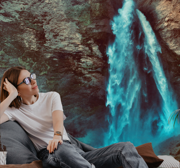 Kalnų sienos freska didžioji krioklio perspektyva - „Tenstickers“