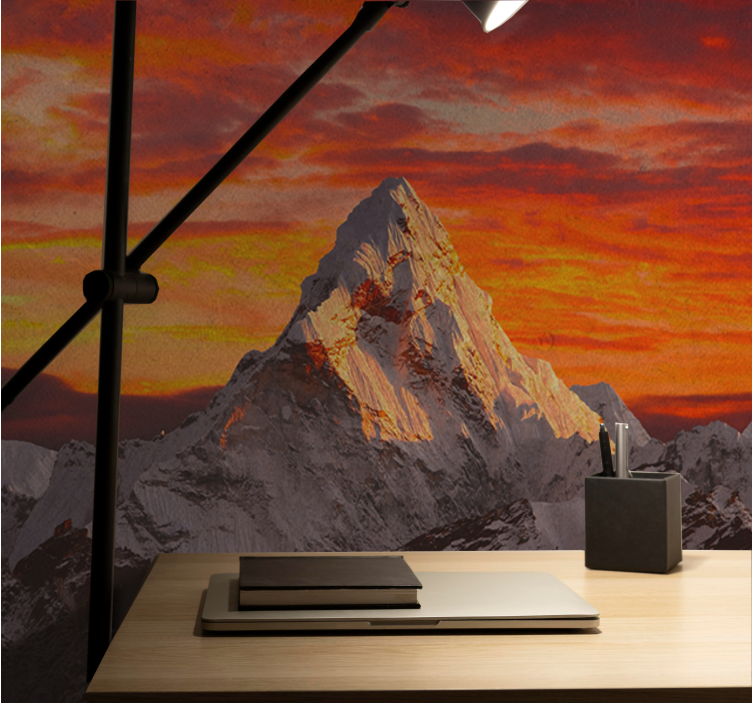 Kalnų sienos freska iškilmingas kalnų saulėlydis - „Tenstickers“