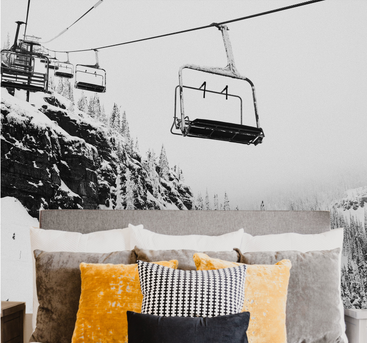 Kalnų sienos freska slidinėjimo keltuvo kelionė - „Tenstickers“