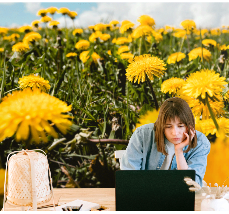 Kiaulpienių geltonojo lauko aguonų sienų paveikslas - „Tenstickers“