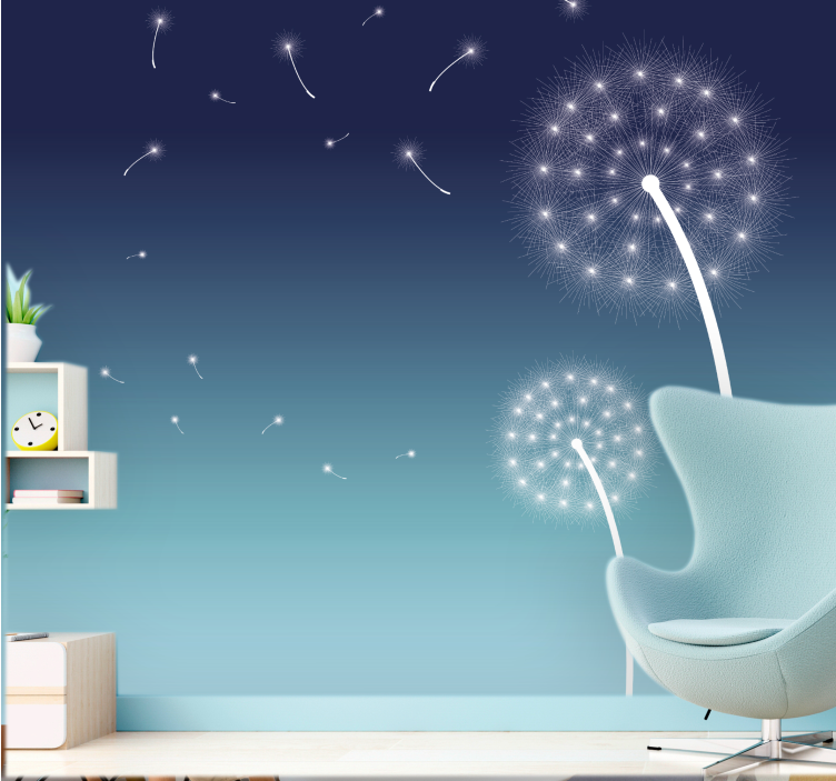 Kiaulpienių sienų freska Švelnus kiaulpienių vėjas - „Tenstickers“