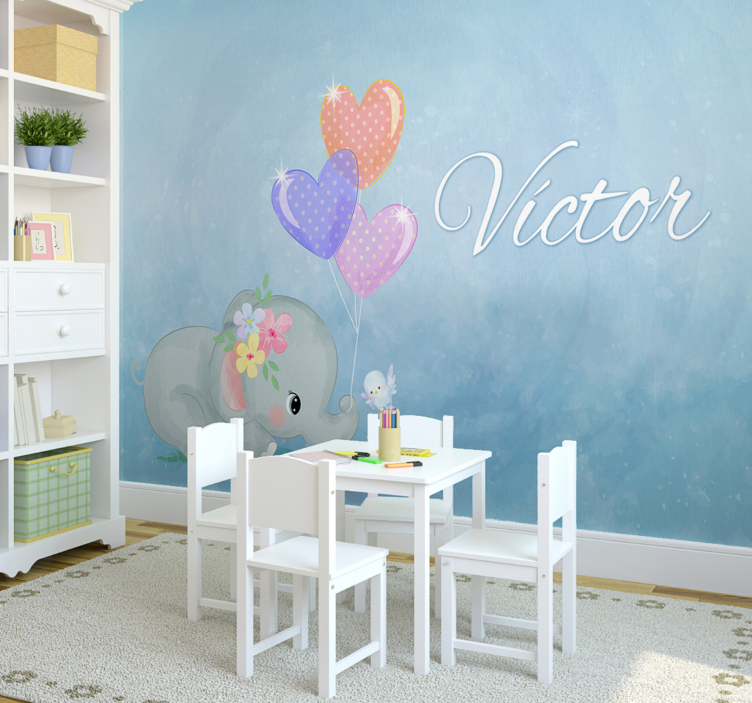 Kūdikių dramblių personalizuotas darželio freska - „Tenstickers“