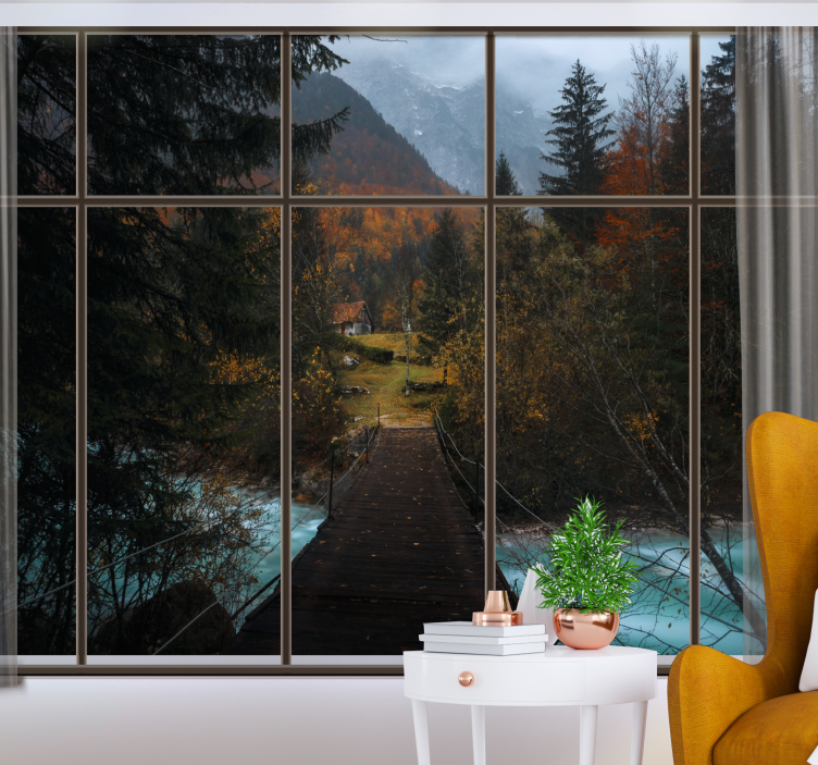 Langas su vaizdu į mišką medžio paveikslas - „Tenstickers“