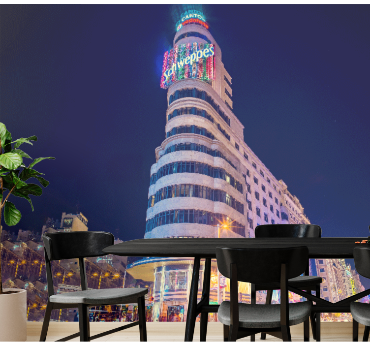 Madrido sienų freska naktinis madrido panorama - „Tenstickers“