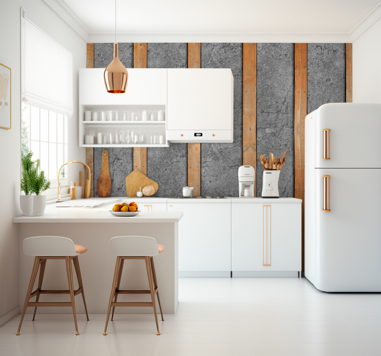 Mediniai lentju ant betono medžio efekto sienų freska - „Tenstickers“