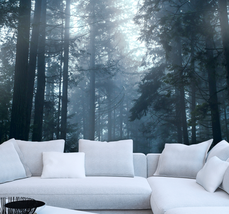 Medžiai miglotas miškas su šviesia freska - „Tenstickers“