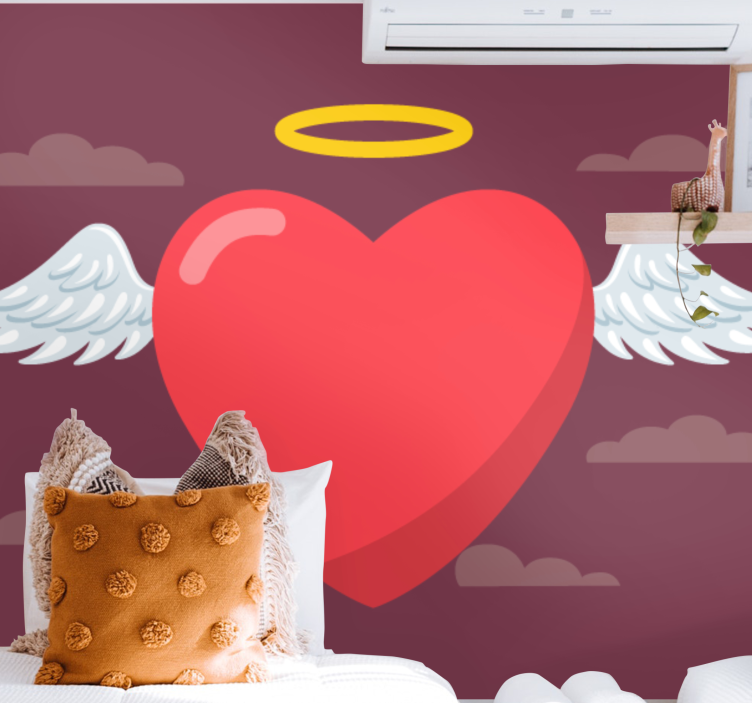 Meilės sienos freska Širdis su sparnais - „Tenstickers“