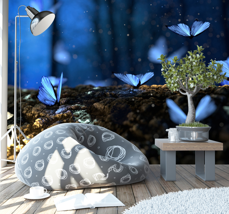 Mėlynos drugelio sienos freska - „Tenstickers“
