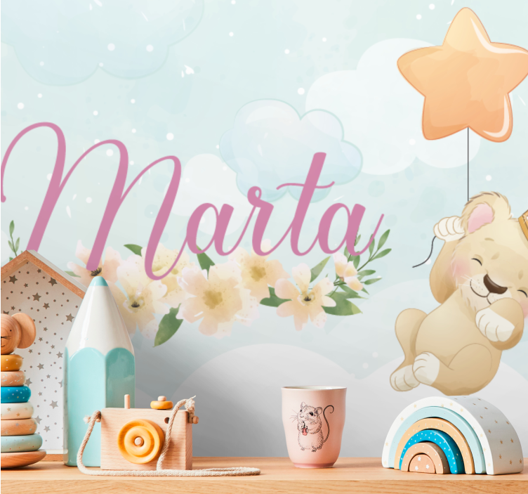 Mielas liūtas mergaitei, vardu photomural - „Tenstickers“