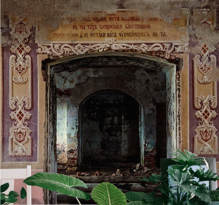 Miesto sienų freska apleistos retro architektūros - „Tenstickers“