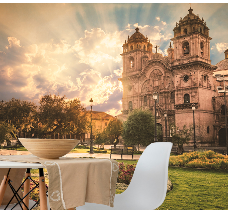 Miesto sienų freska cusco katedros saulėlydis - „Tenstickers“