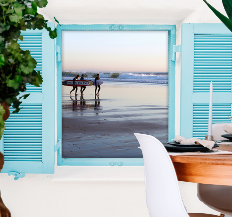 Miesto sienų freska paplūdimio banglenčių scena - „Tenstickers“