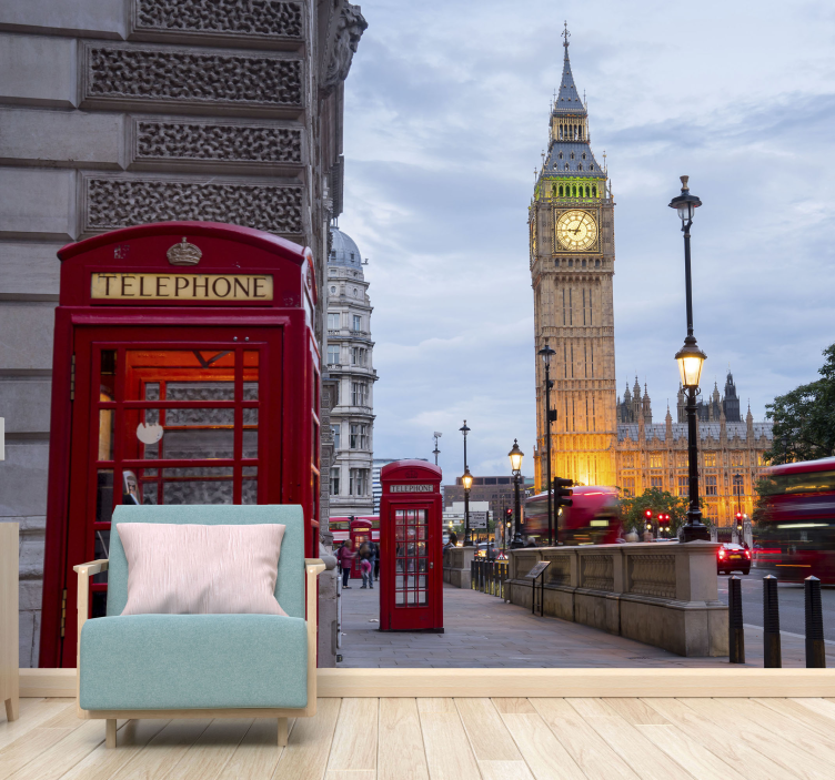 Miesto telefono stendo londono sieninis paveikslas - „Tenstickers“