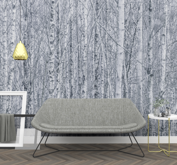 Miško medžiai juoda ir balta sieninė tapyba - „Tenstickers“