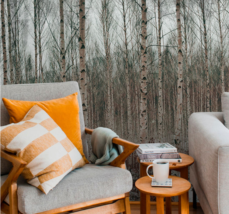 Miško sienos freska beržo medžių peizažas - „Tenstickers“