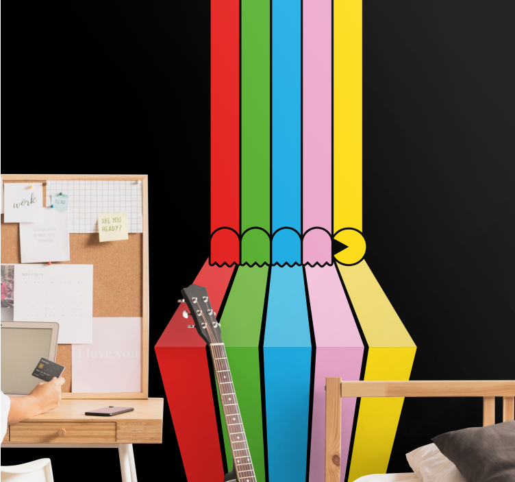 Mmiesto meno sienų freska spalvoti pieštuko potėpiai - „Tenstickers“