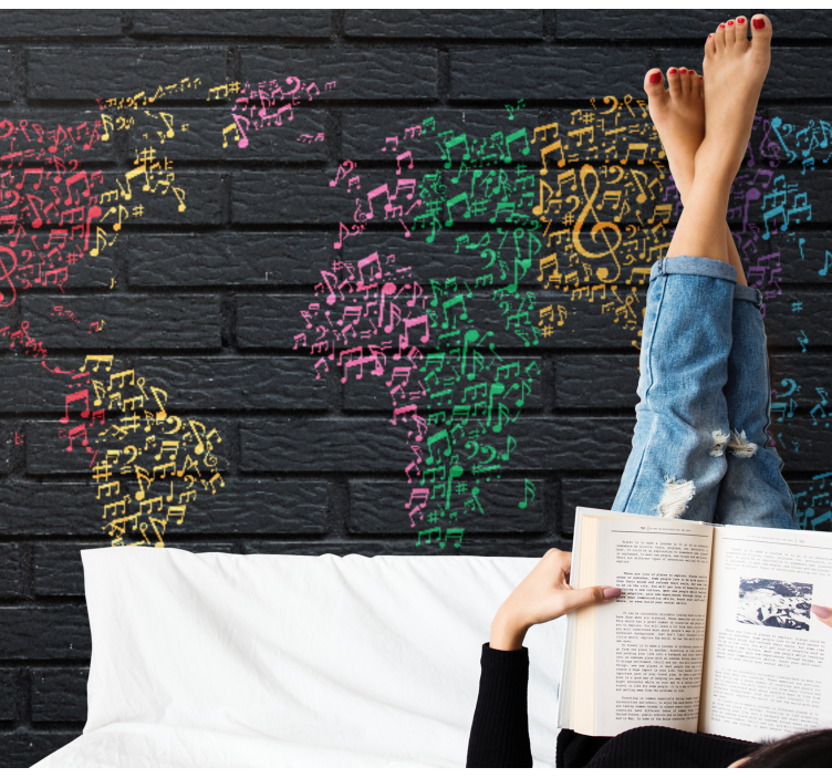 Muzikos sienų freska muzikinis pasaulio žemėlapis - „Tenstickers“