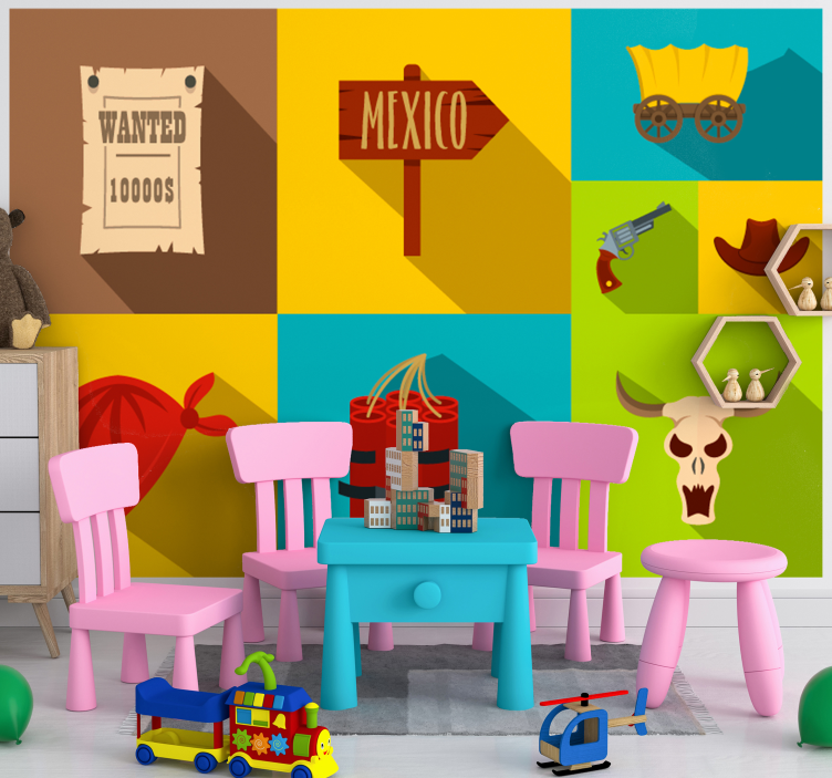 Vaikų miegamojo sienų freska meksikos tema - „Tenstickers“