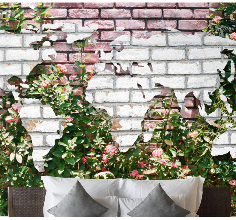 Pasaulio žemėlapio sienos freska Žydinčios gėlės - „Tenstickers“