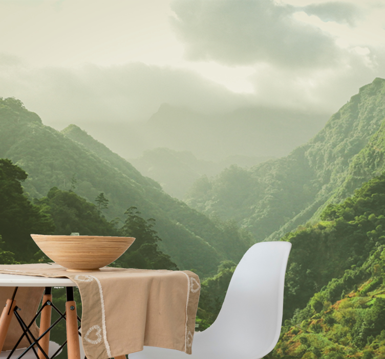 Peizažo sienos freska kalnų slėnio vaizdas - „Tenstickers“