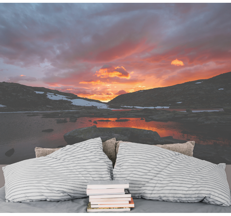 Peizažo sienos freska nuostabus saulėlydžio atspindys - „Tenstickers“