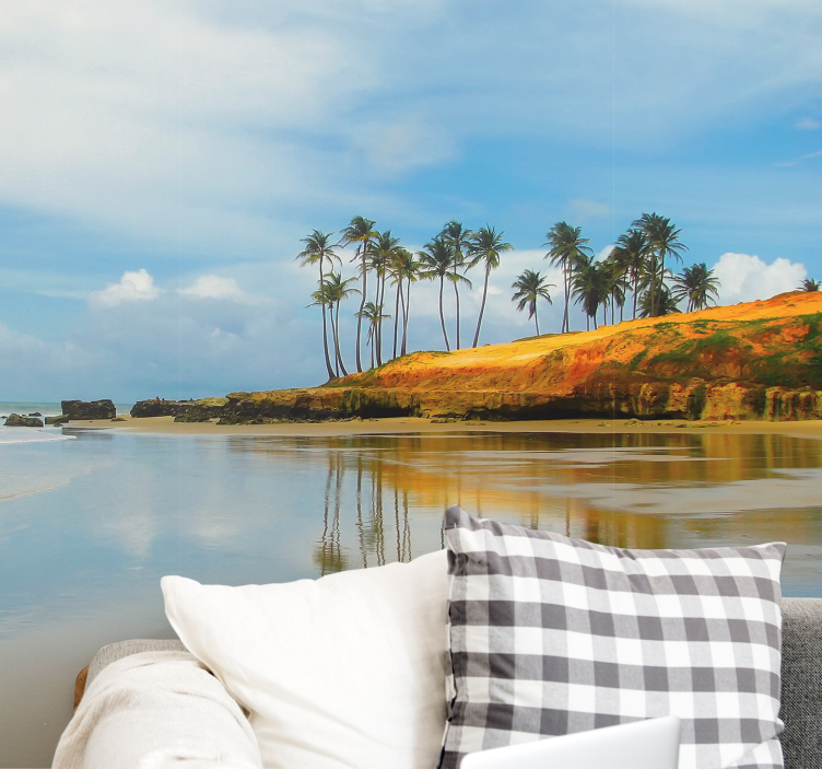 Peizažo sienos freska palmės medžio atspindys - „Tenstickers“