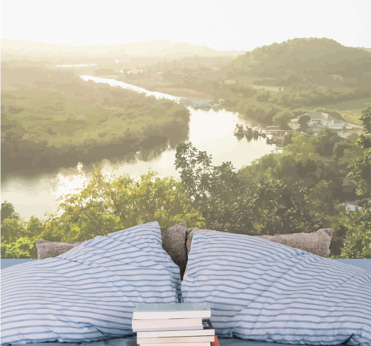 Peizažo sienos freska ramios upės vaizdas - „Tenstickers“