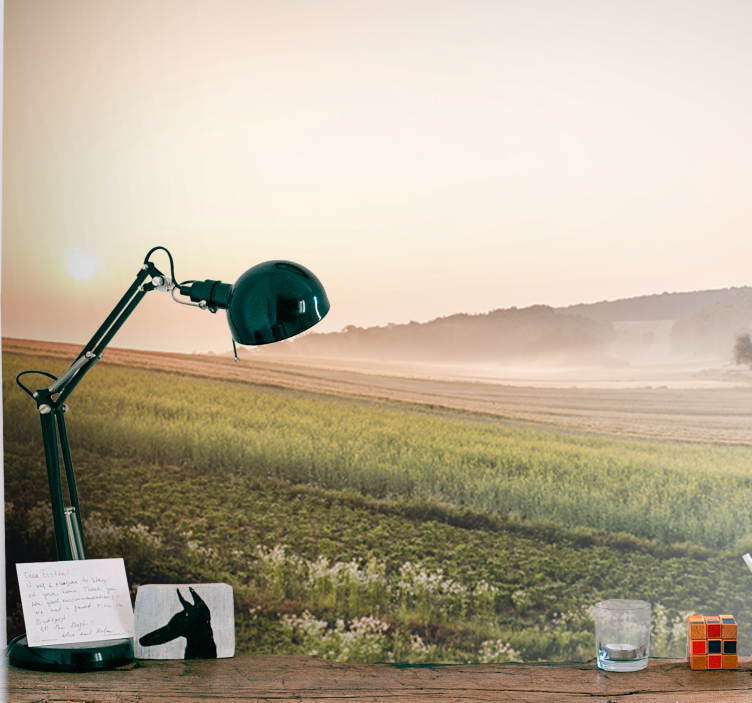 Peizažo sienos freska ramūs žali pievai - „Tenstickers“