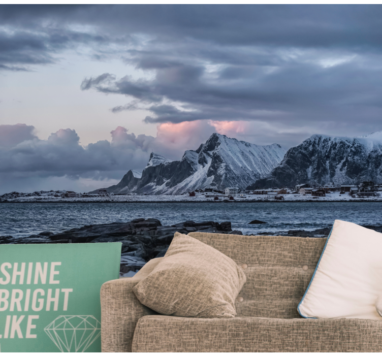 Peizažo sienos freska Šaltų viršūnių kontūrai - „Tenstickers“