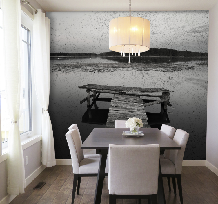 Peizažo sienos freska vaizdingas prieplaukos atspindys - „Tenstickers“