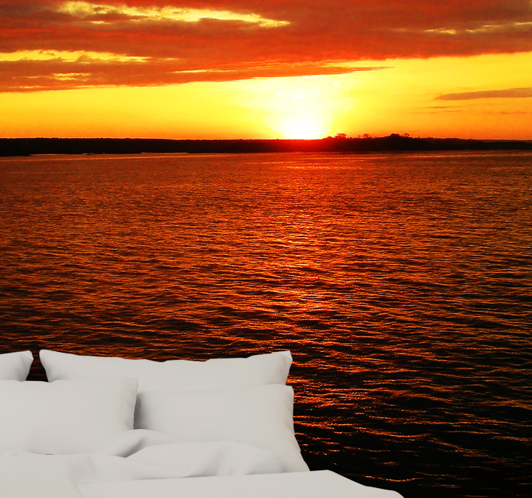 Peizažo sienos freska vakarų šviesoje virš vandenyno - „Tenstickers“