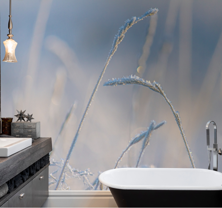 Plona žolė ant mėlynos gamtos tapetų - „Tenstickers“