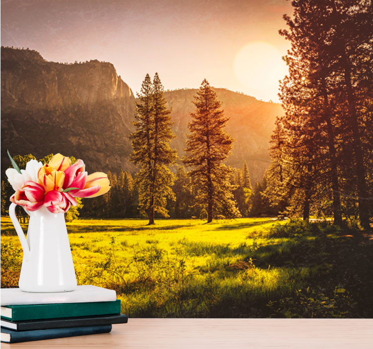 Ramus kalnų saulėlydis peizažo sienos freska - „Tenstickers“