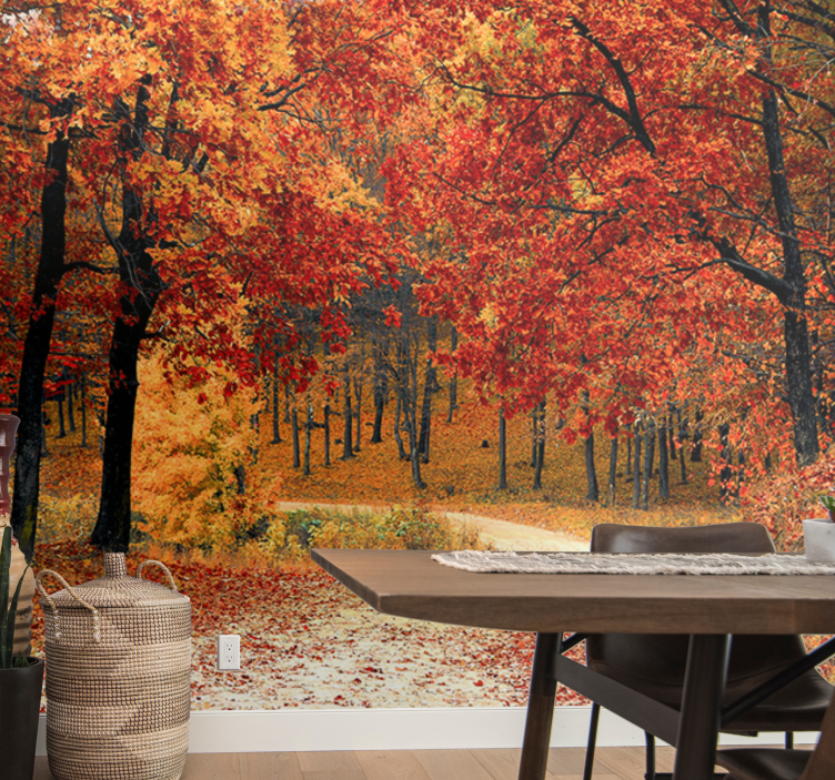 Raudonų lapų miško medžio freska - „Tenstickers“