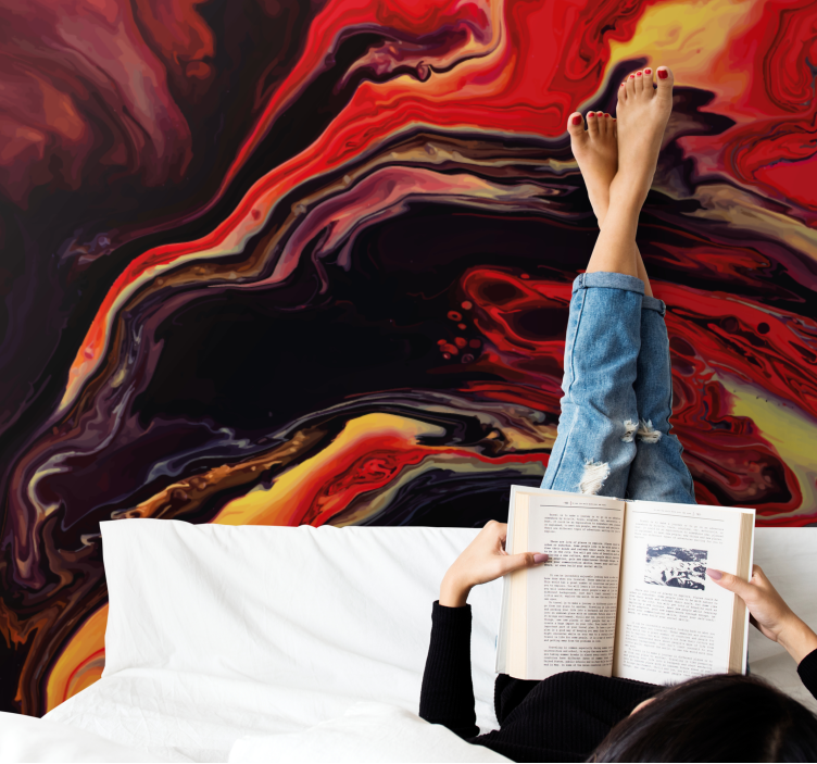 Rudo ir raudono marmuro abstrakčios sienų fototapetai - „Tenstickers“