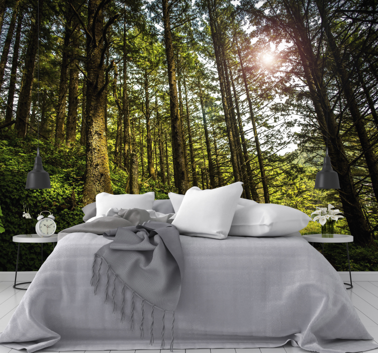 Saulėtas miško sienos freska!! - „Tenstickers“