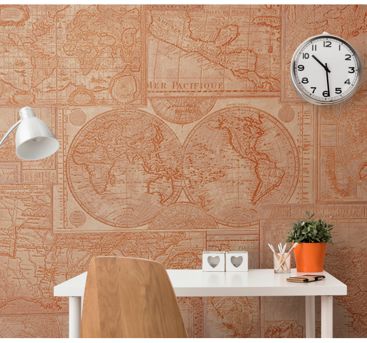 Senovinis fizinis pasaulio žemėlapis namų biuro paveikslas - „Tenstickers“