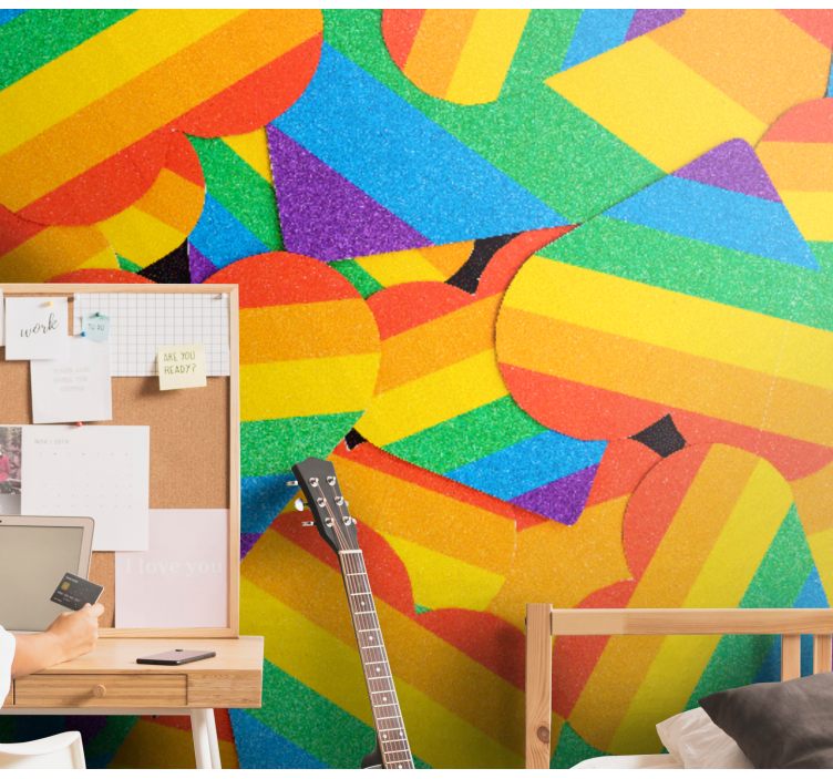 Spalvingi širdies raštai meilės sienos freska - „Tenstickers“