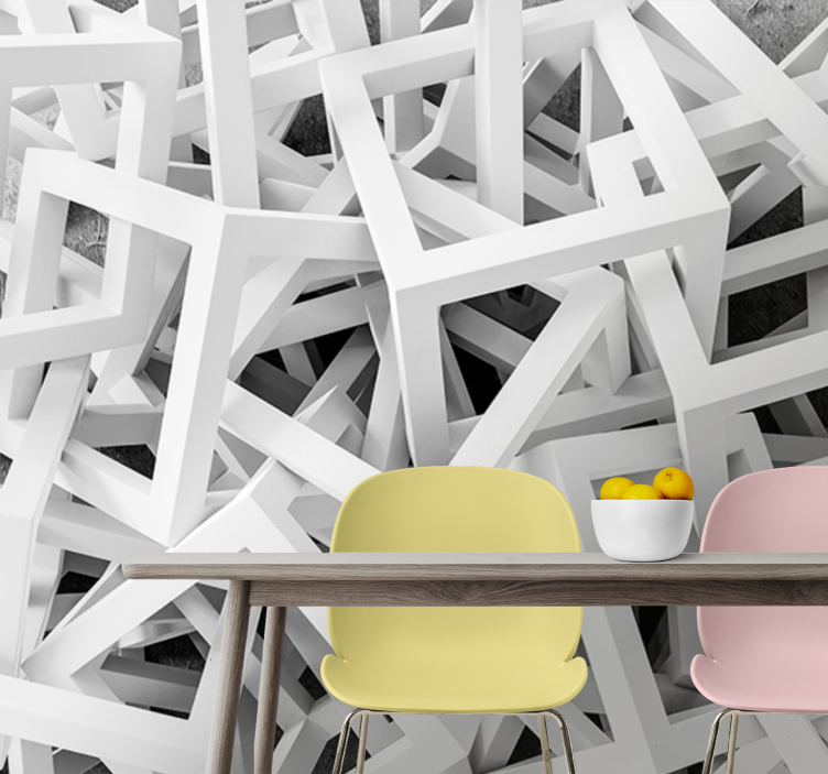 Tekstūros sienų freska abstraktūs balti formos - „Tenstickers“