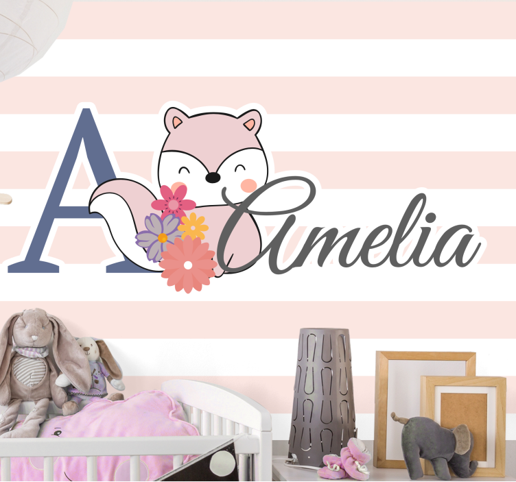 Vaikų miegamojo sienų freska mielas lapės dizainas - „Tenstickers“