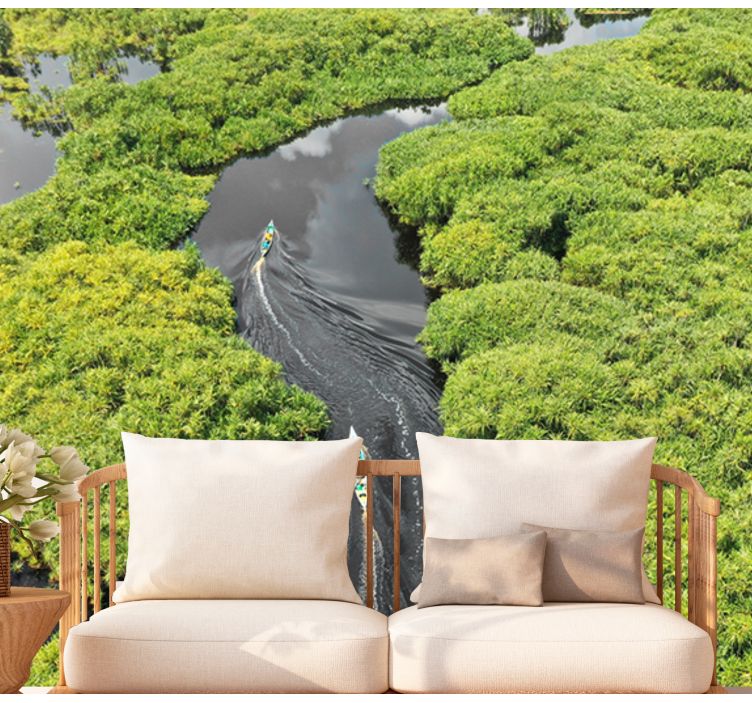 Vaizdinga upės kelionė peizažo sienos freska - „Tenstickers“