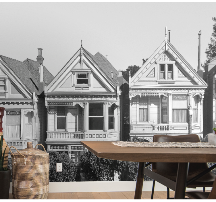 Viktorijos laikų namų eilė miesto sienų freska - „Tenstickers“