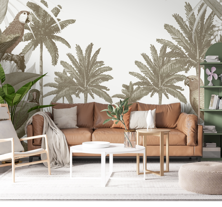Vintažinė tropinė fauna Džiunglės sienų freska - „Tenstickers“
