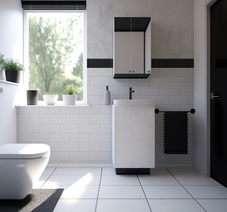 White tilesBaltos plytelės tekstūruotos sienų freska - „Tenstickers“